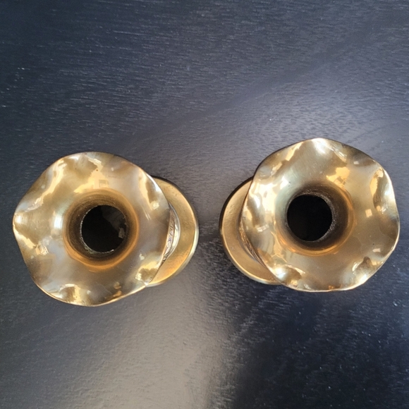 Vintage Ornate Brass Candlestick Candle Holders - Set of 2 Vase Shape Bases 6" - Picture 3 of 6